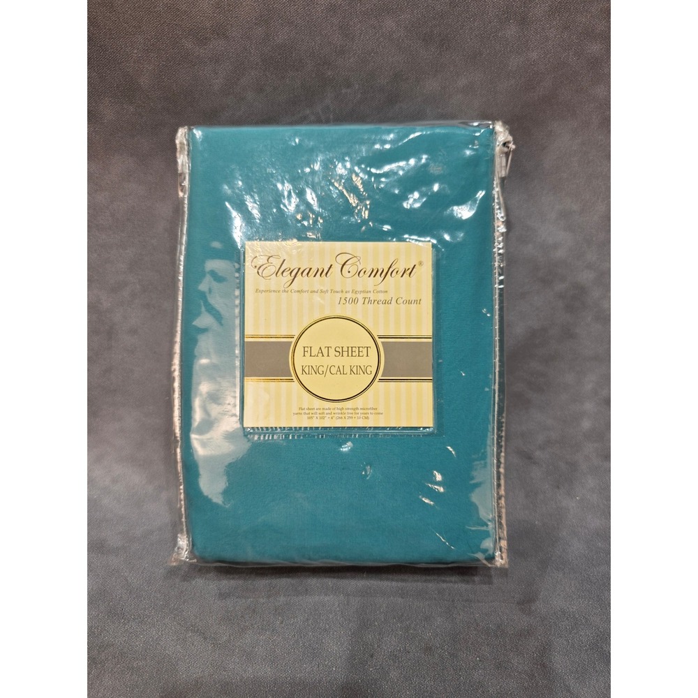 Elegant Comfort King Cal King Flat Sheet 1500 Thread Count Turquoise Microfiber